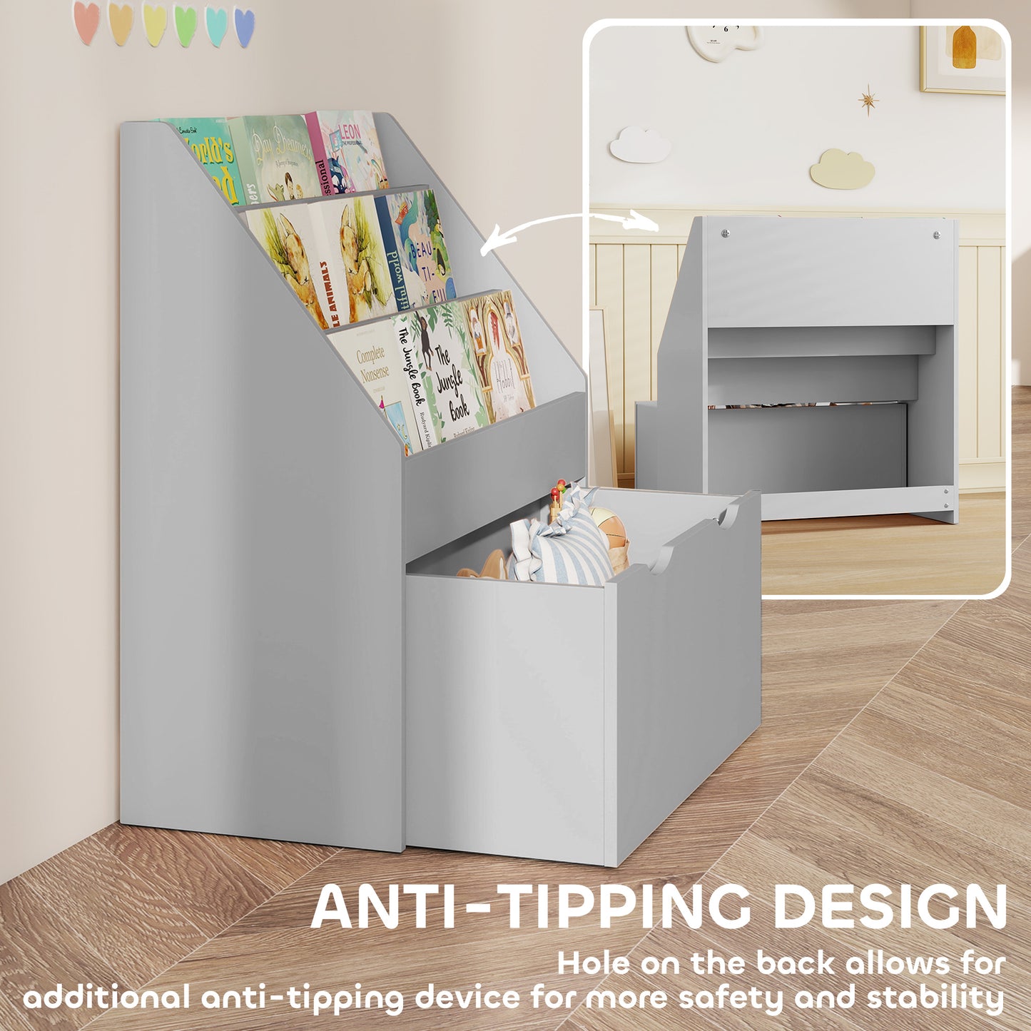 Bookcase for Kids with Shelves, Drawer, Bookcase for Bedroom, Playroom