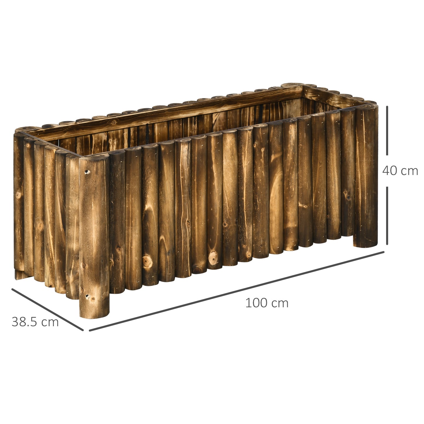 Wooden Raised Garden Bed, 100 x 38.5 x 40cm Elevated Planter Box