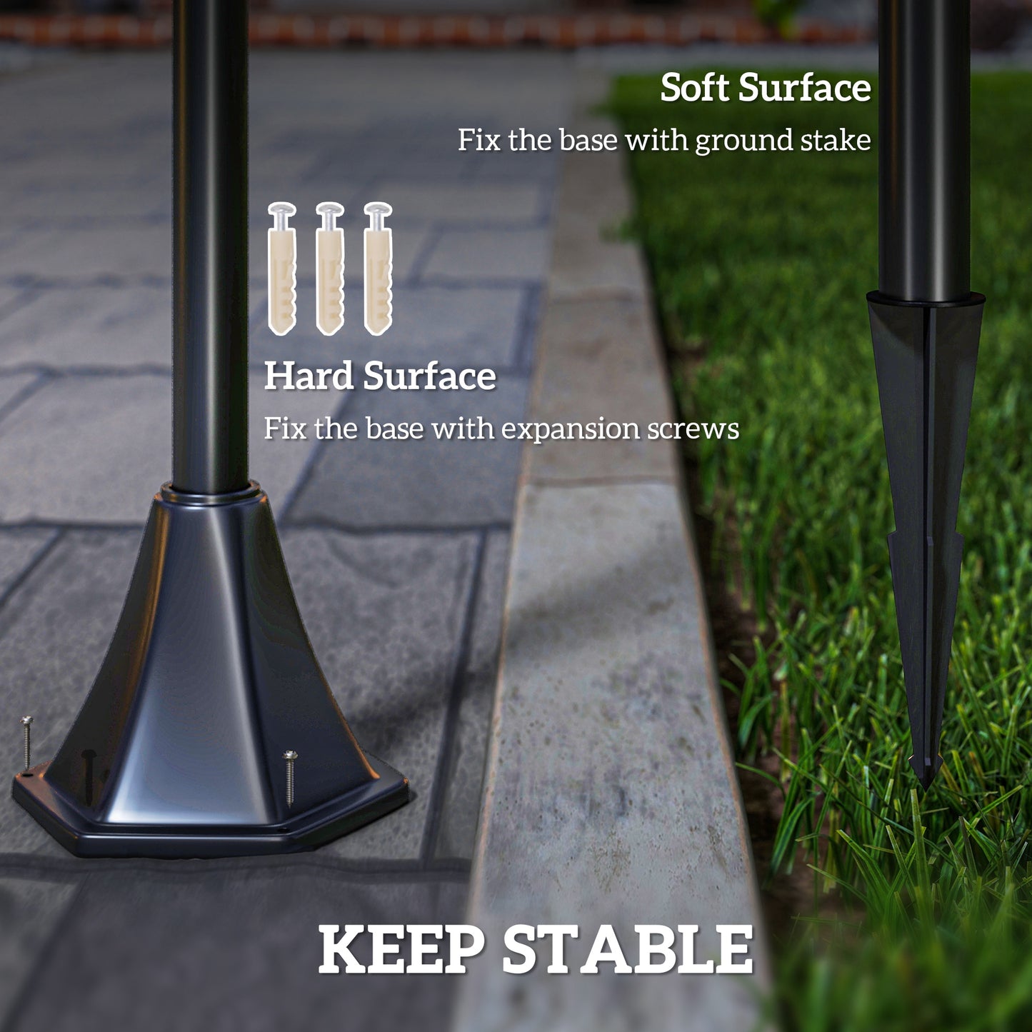 Outdoor Garden Solar Post Lamp Sensor Dimmable LED Lantern Bollard