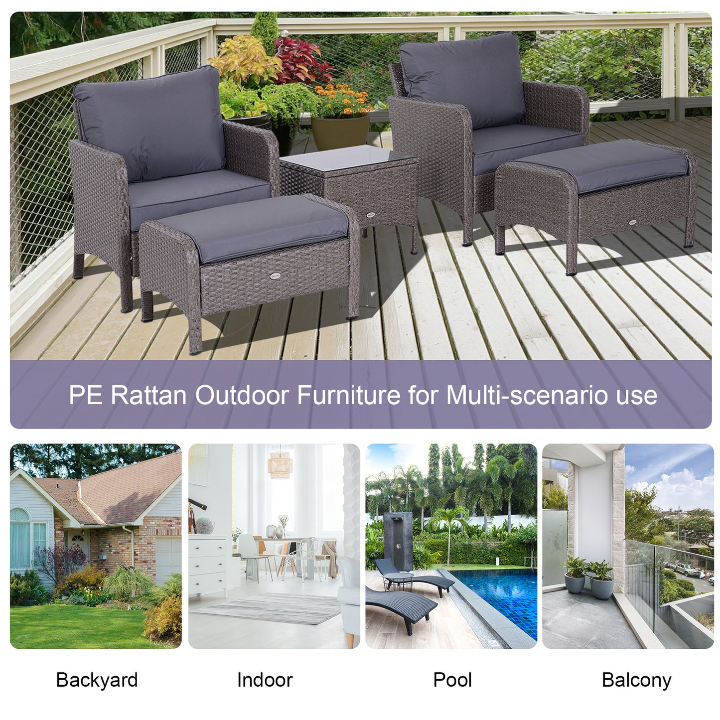 2-Seater Rattan Furniture Set, Steel Frame
