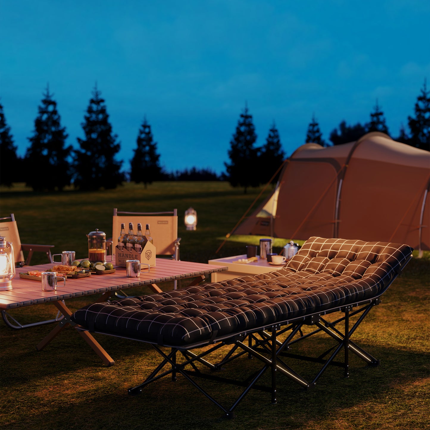 67cm Wide Folding Bed, Camping Cot for Adults with Mattress