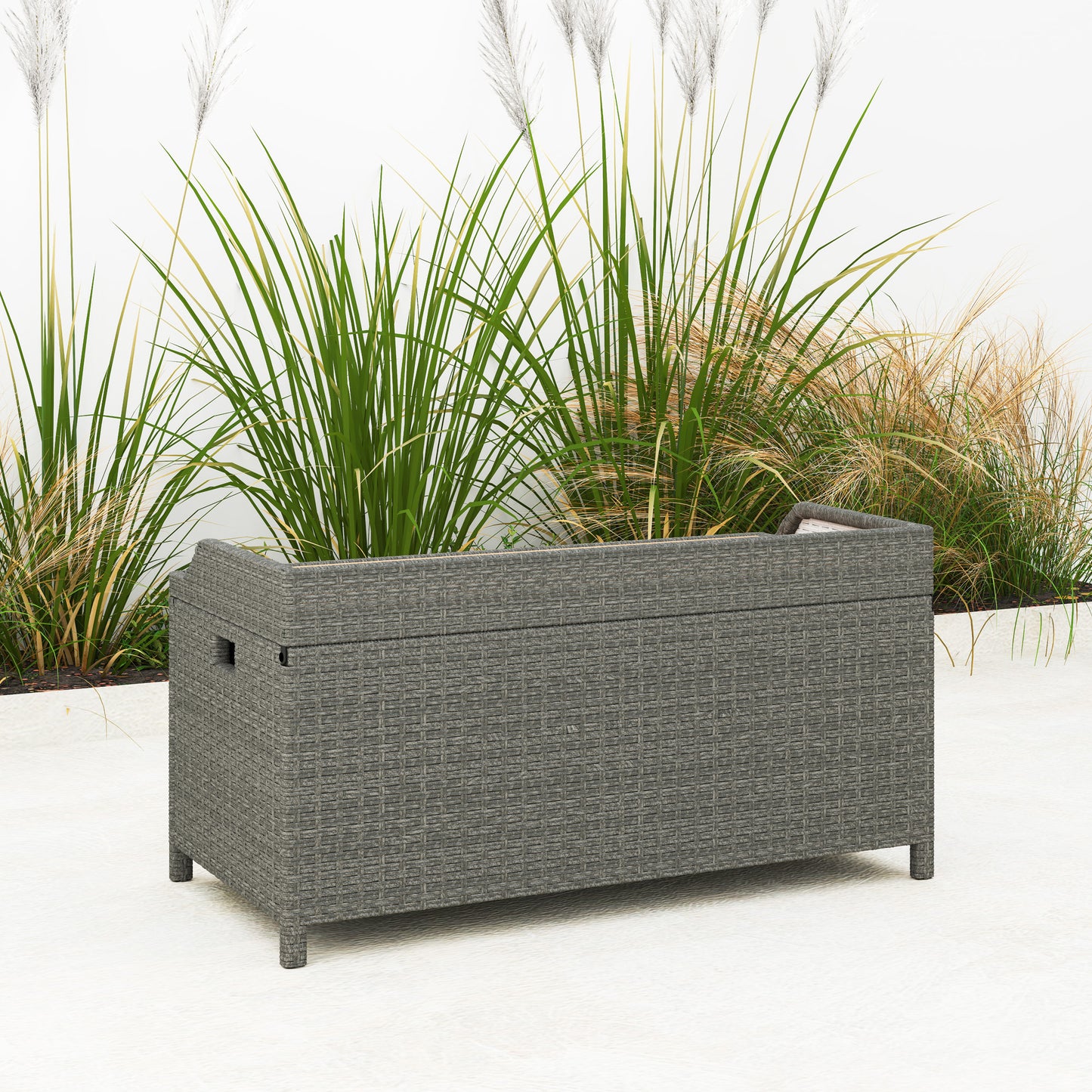 130 L Rattan Garden Storage Box, with Seat