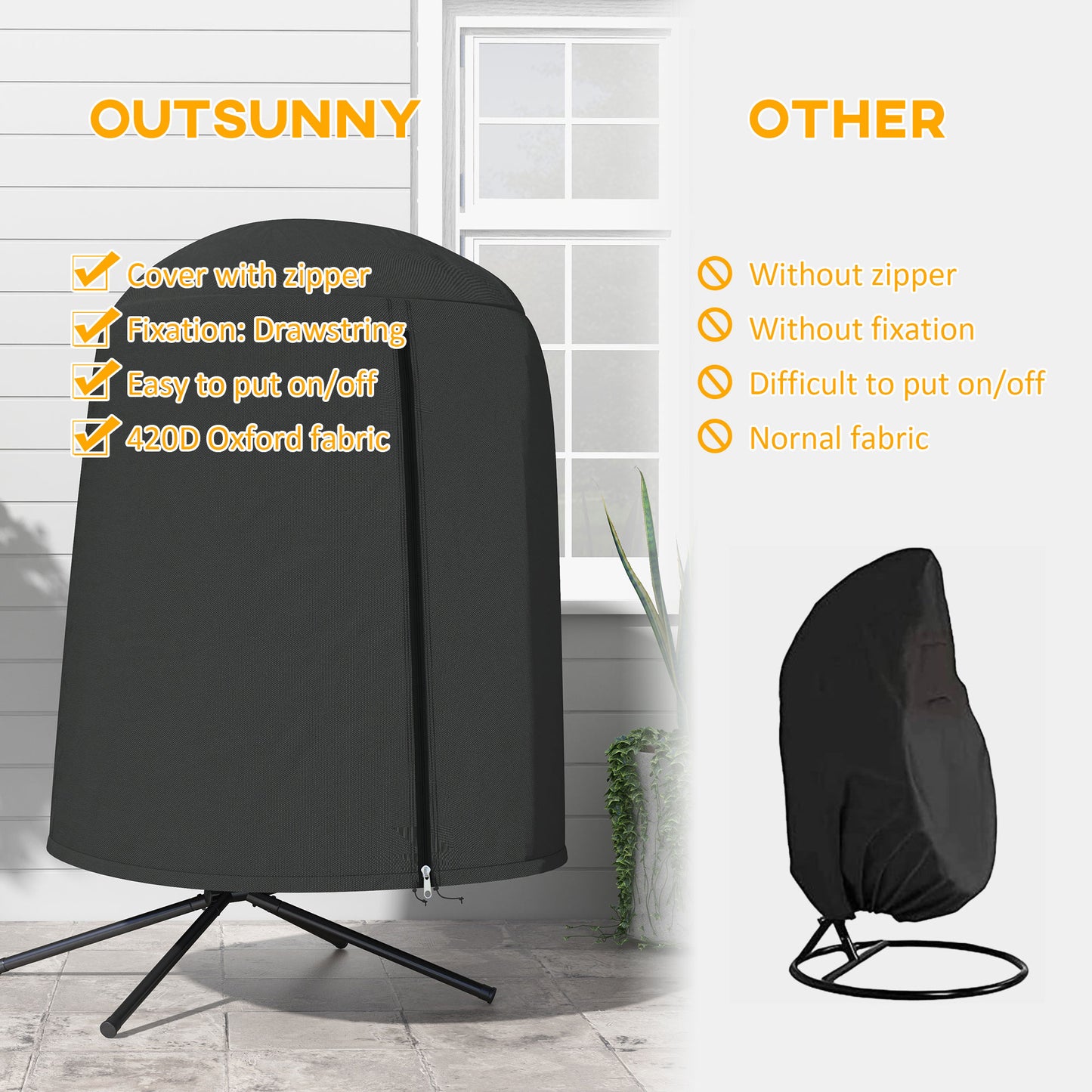 190 x Φ128cm Hanging Egg Chair Furniture Cover
