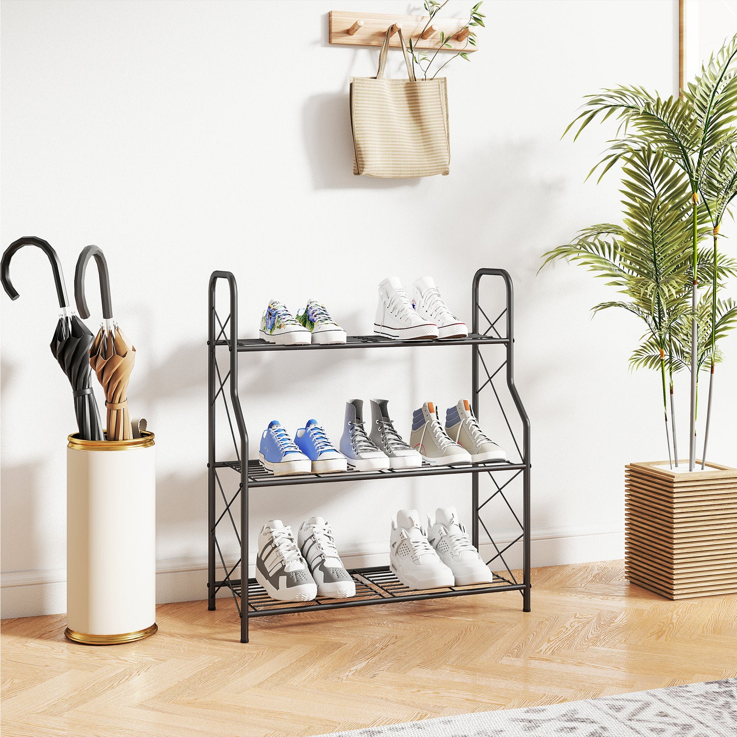 3-Tier Metal Plant Stand, Heavy Duty Ladder Shelf Potted Plants