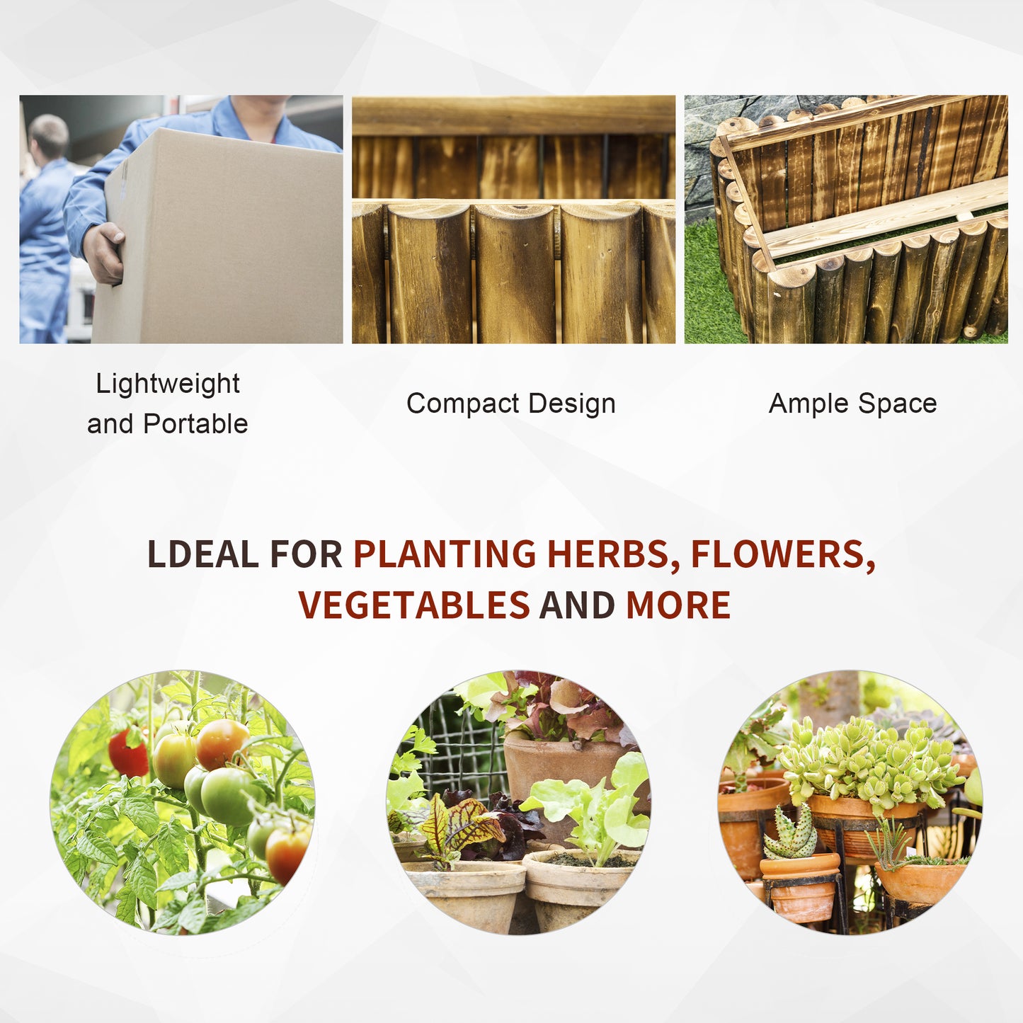 Wooden Raised Garden Bed, 100 x 38.5 x 40cm Elevated Planter Box