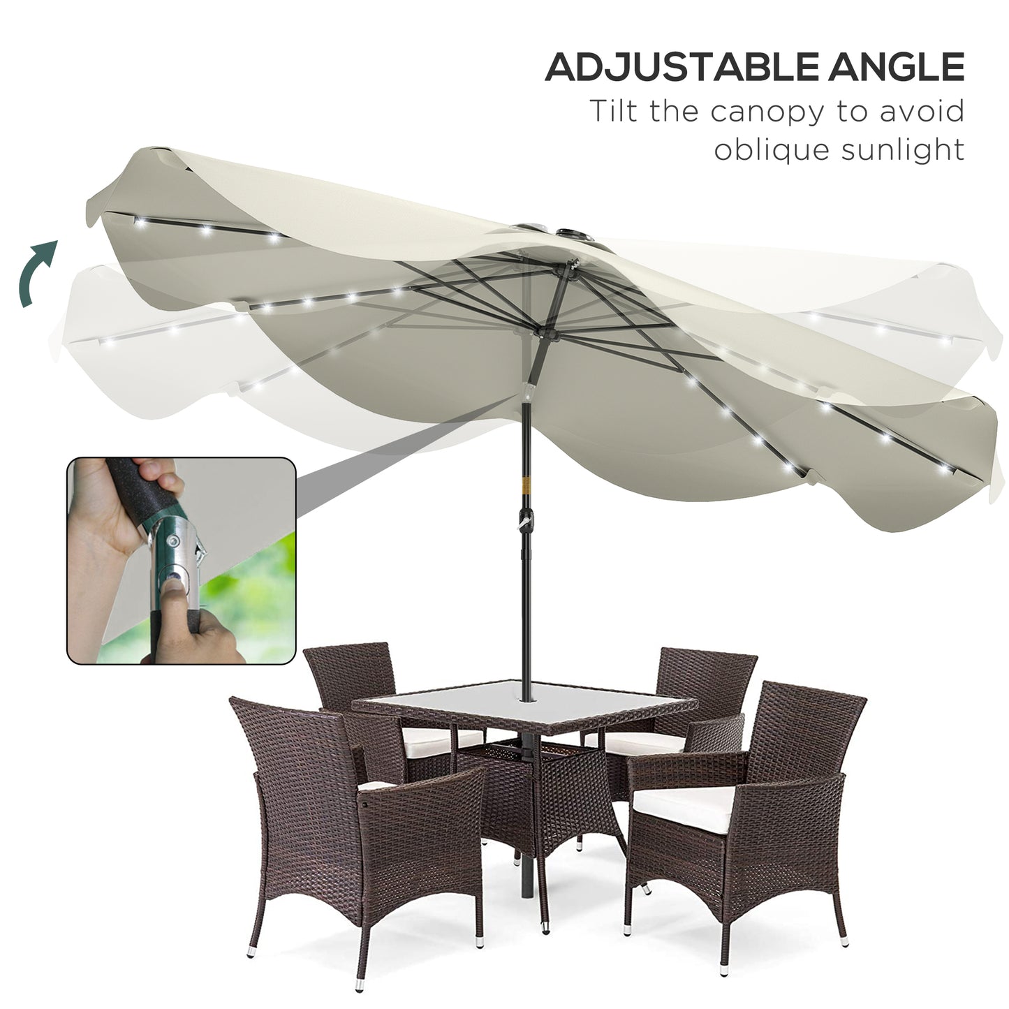 Solar Patio Umbrella with LED and Tilt