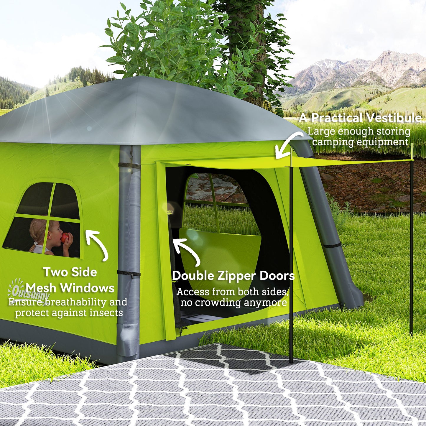Inflatable Camping Tent w/ Hand Pump