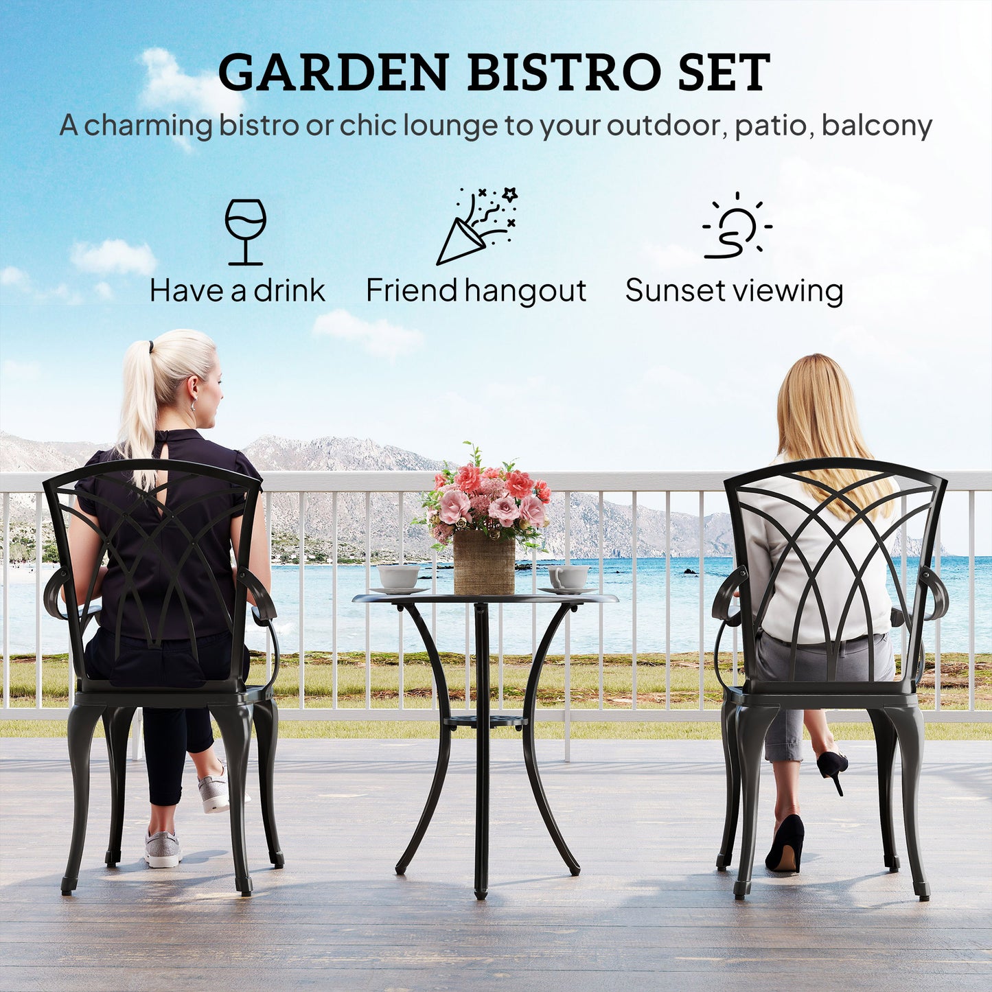 3 Pieces Garden Dining Set for 2
