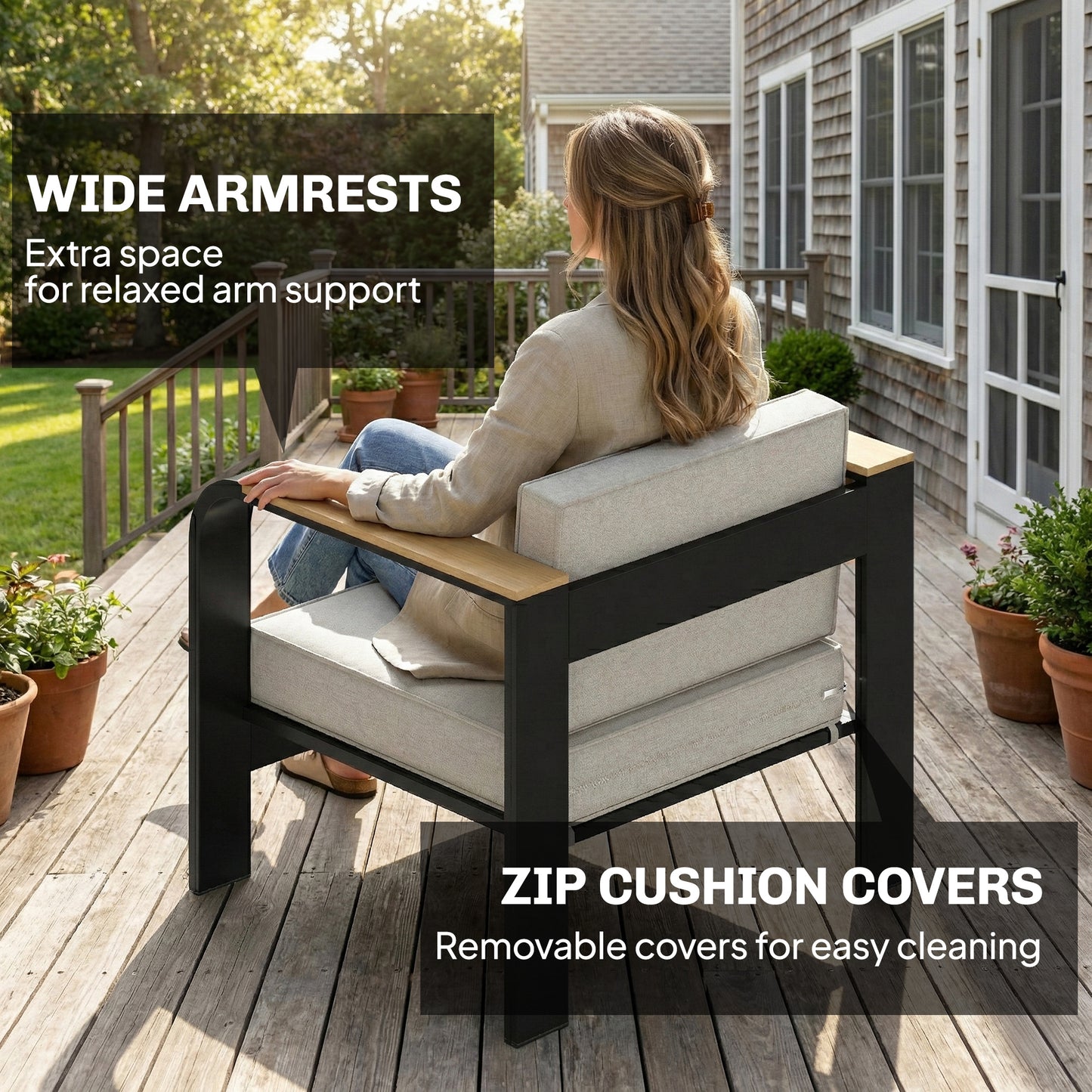 4 Seater Aluminium Garden Furniture Set, Olefin Cushions