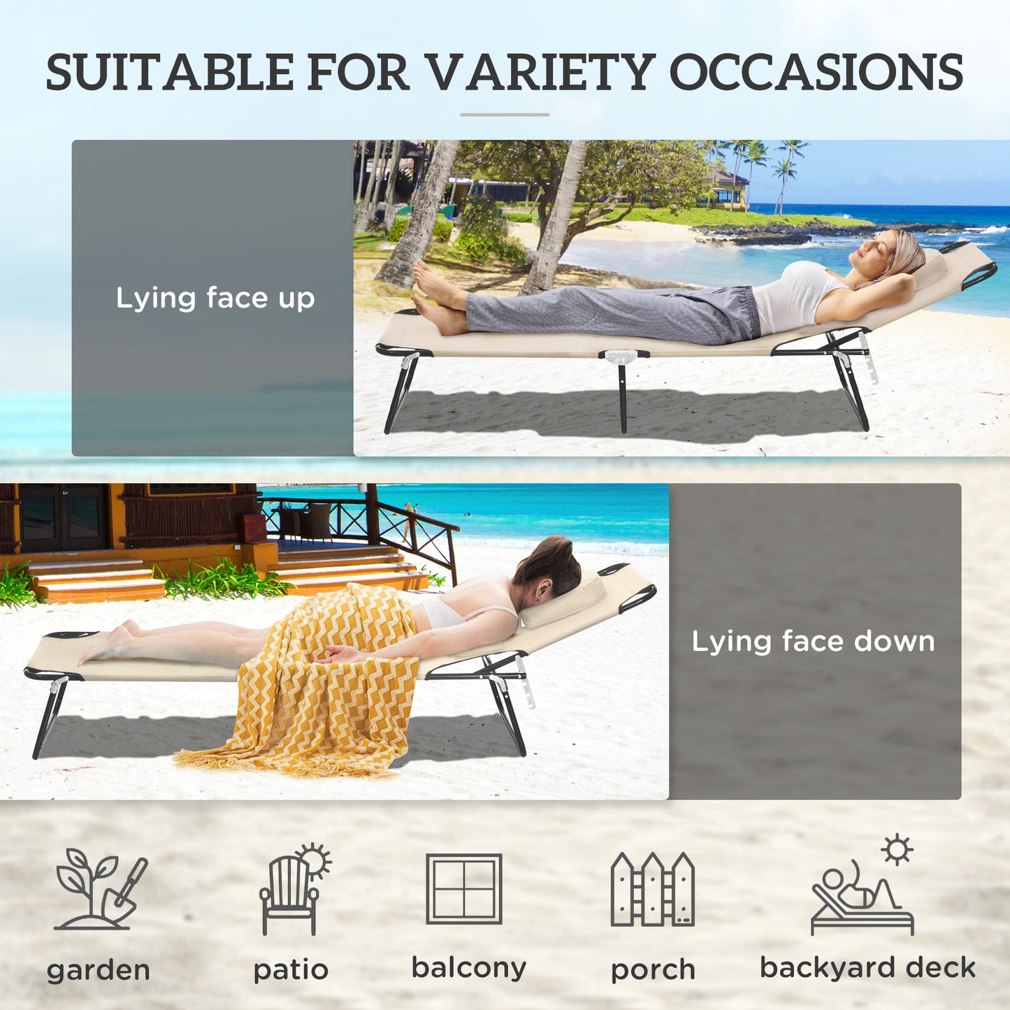 Folding Sun Lounger with Face Hole
