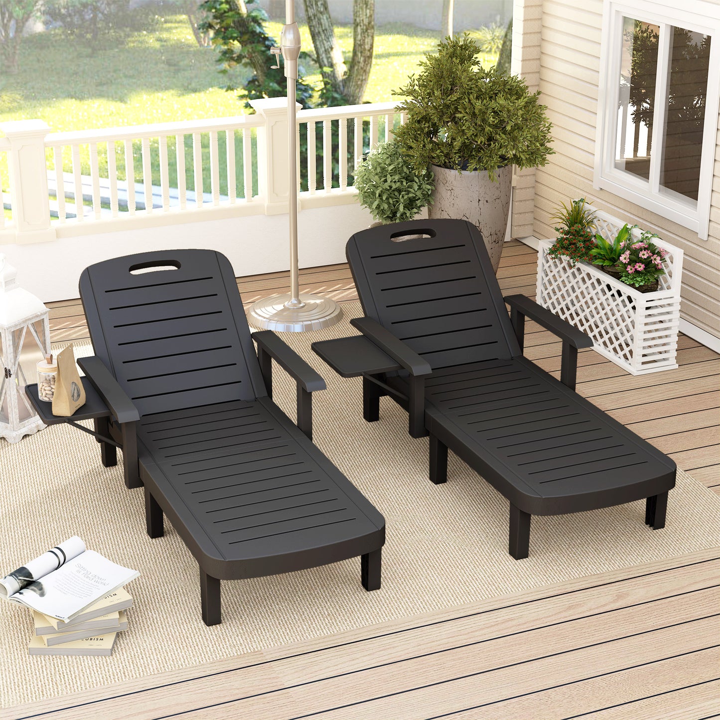 Set of 2 Reclining Sun Loungers