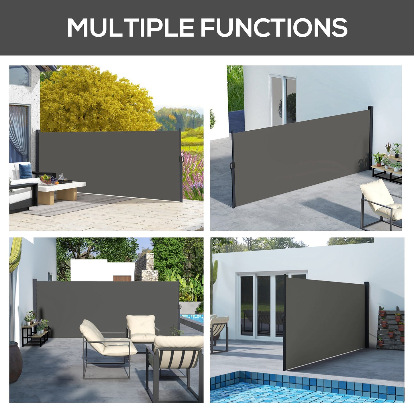 Retractable Side Awning, Outdoor Privacy Screen for Garden, Hot Tub (1)
