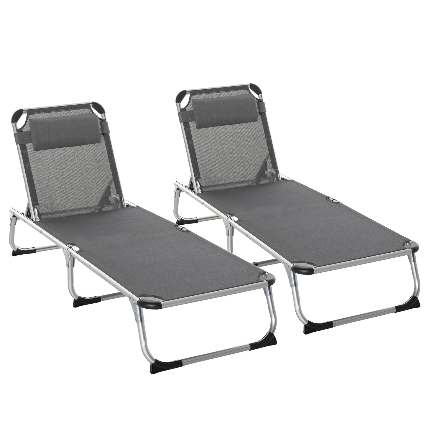 Foldable Outdoor Sun Loungers Set of 2