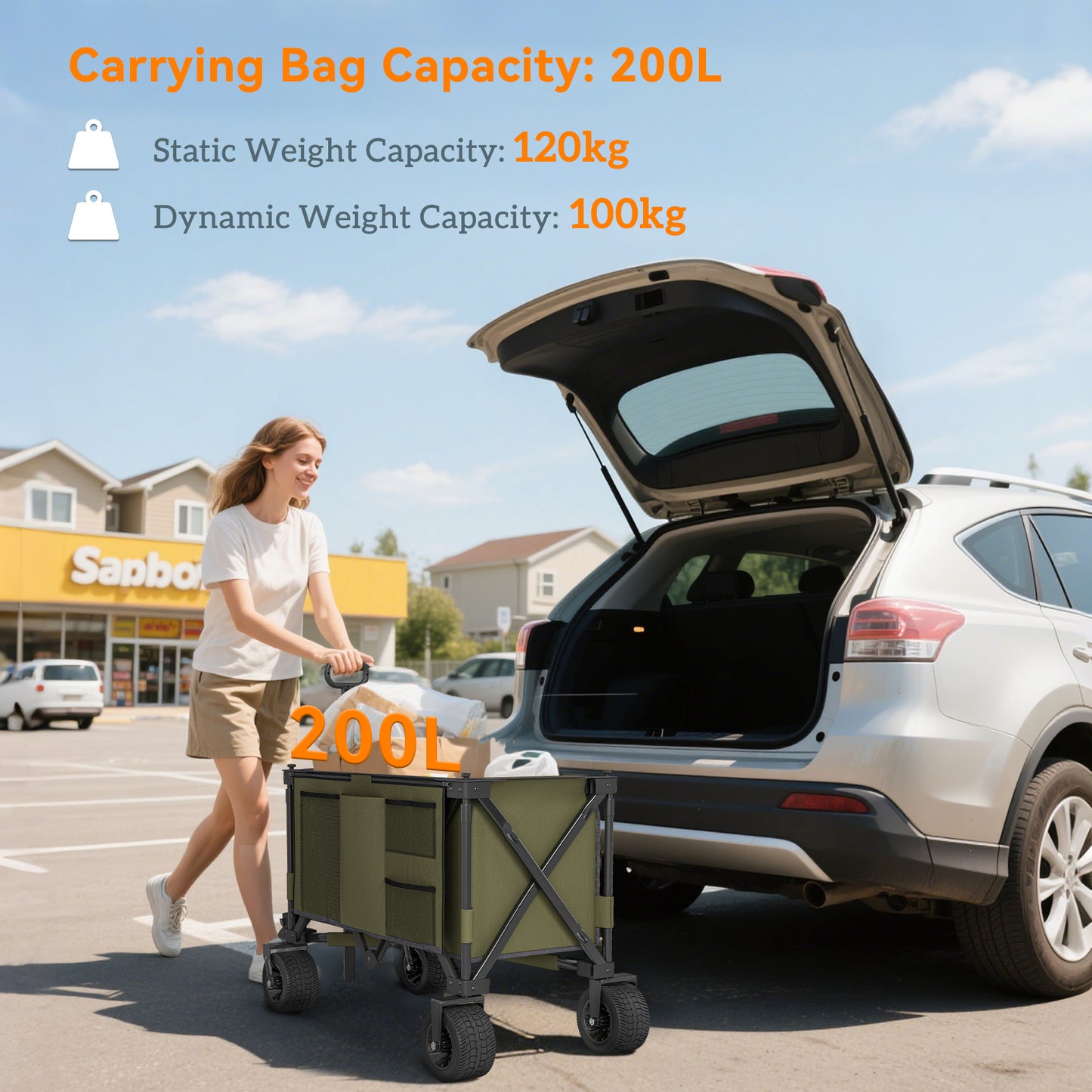 Folding Garden Trolley, Cargo Traile on Wheels