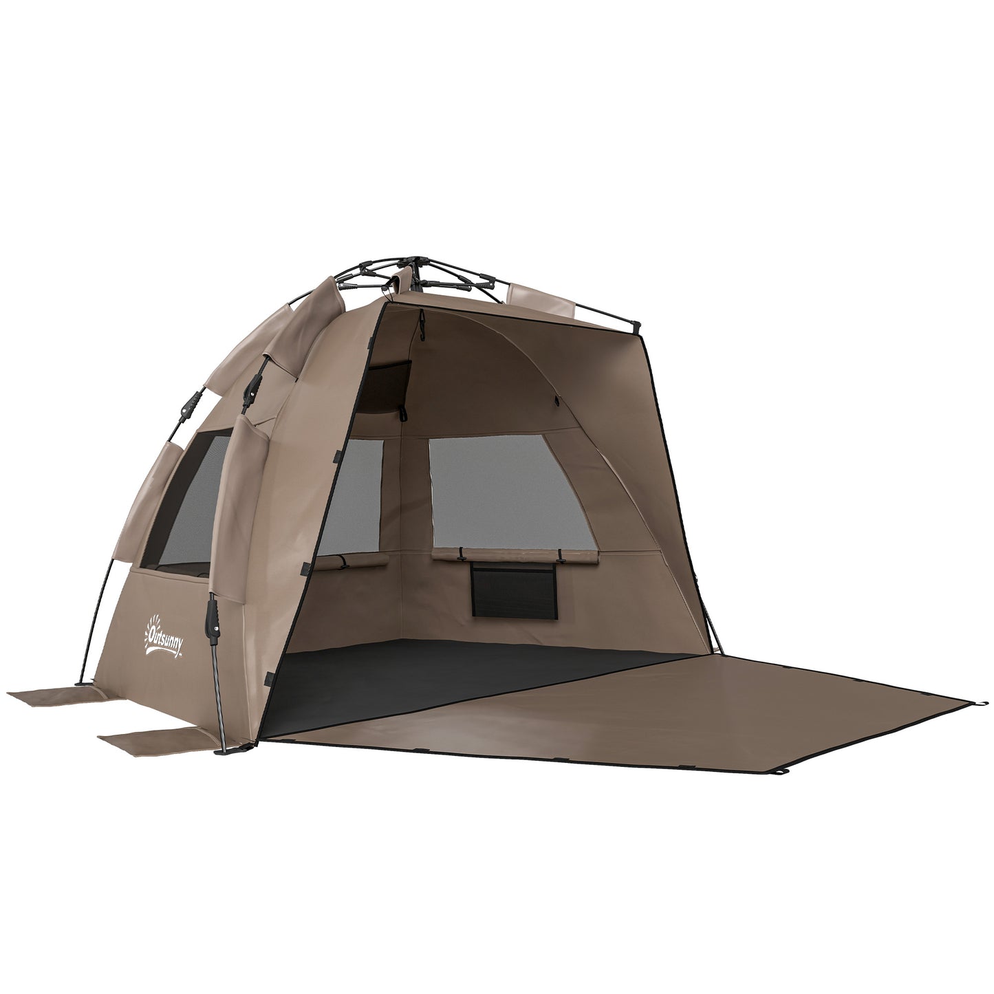 2-3 Person Pop Up Beach Tent, UPF15+ Sun Shelter with Extended Floor