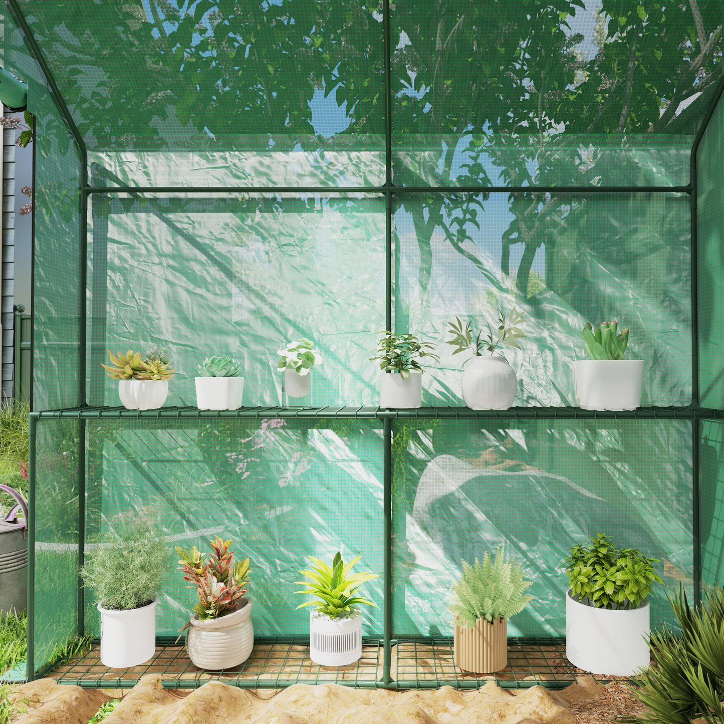 120 x 186cm Walk-In Greenhouse, with Shelves