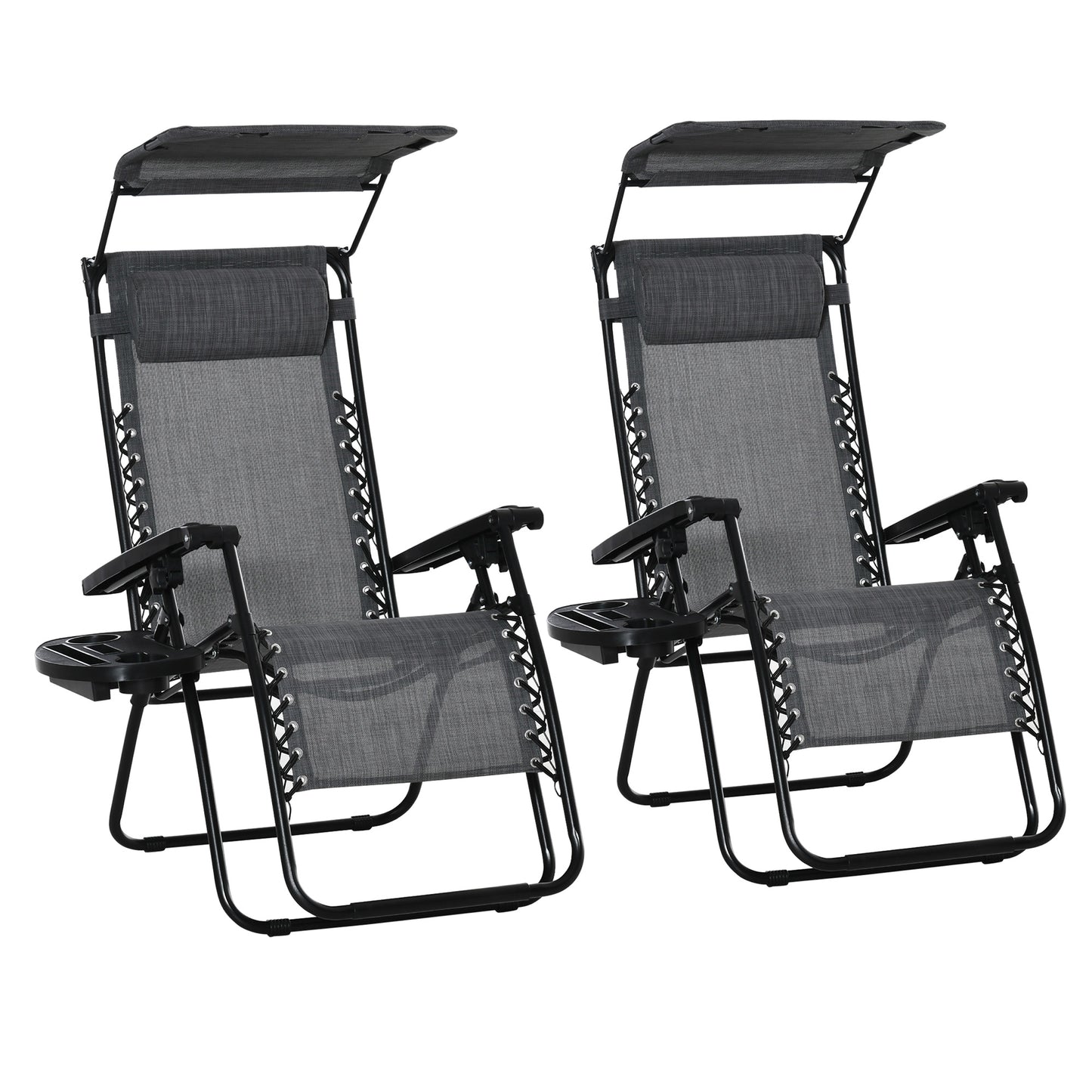 2 Piece Foldable Reclining Garden Chair with Headrest