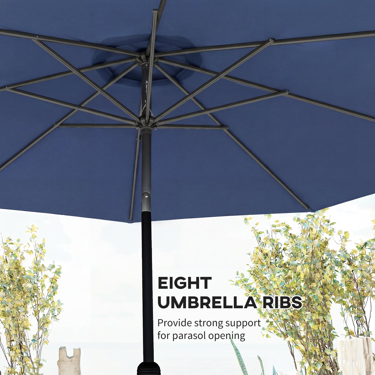 3 m Garden Parasol Umbrellas, Outdoor Sun Shade with 8 Ribs (1)
