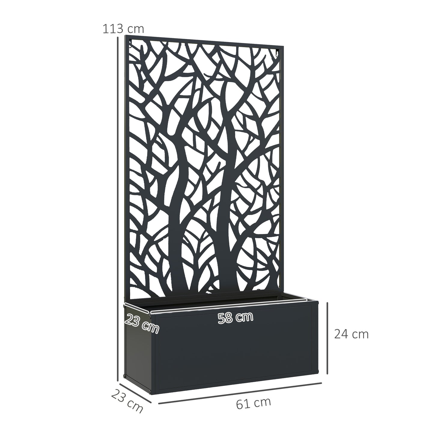 Outdoor Metal Planter, with Back Trellis (2)