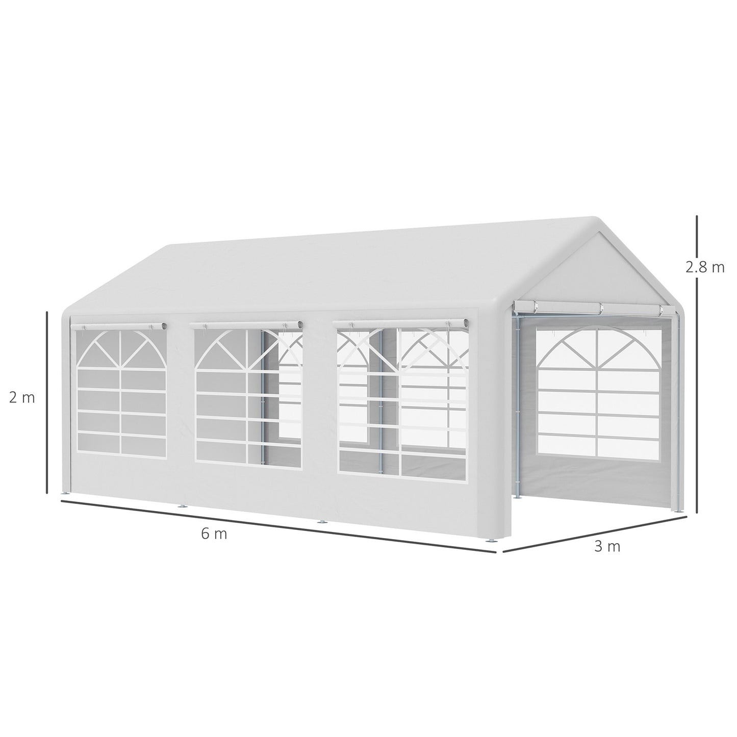 6m x 3m Garden Gazebo Marquee Wedding Shelter Level 4 Wind Protection