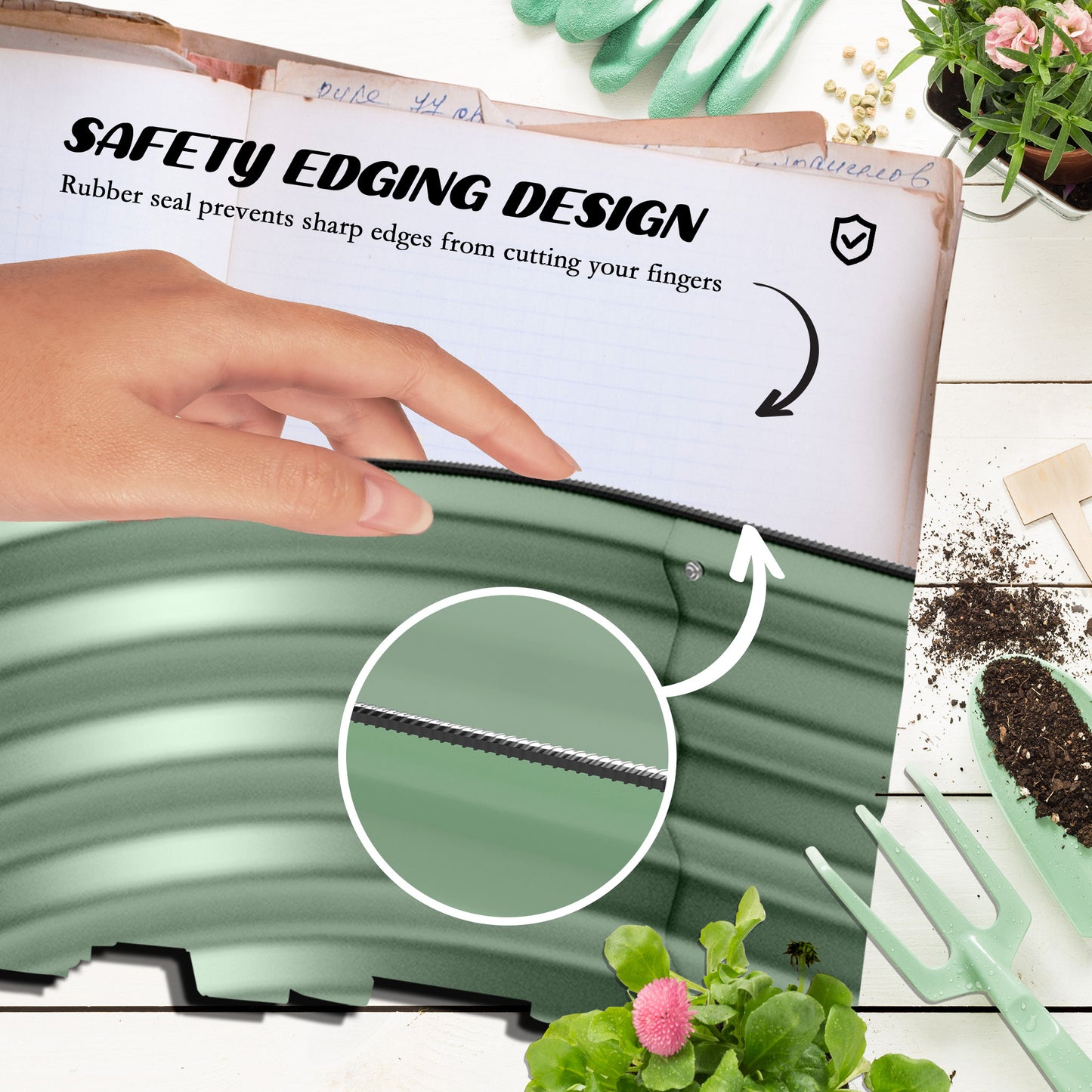 Galvanised Raised Garden Bed, Metal Planter Box with Safety Edging (6)