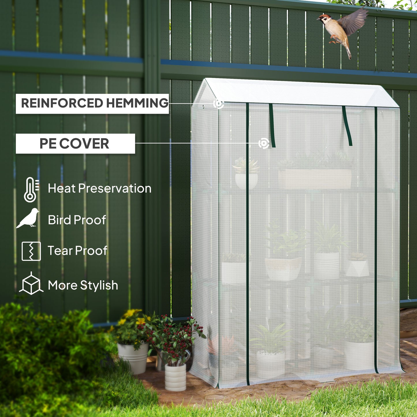 40 x 100cm Three Shelf Steel Frame Greenhouse
