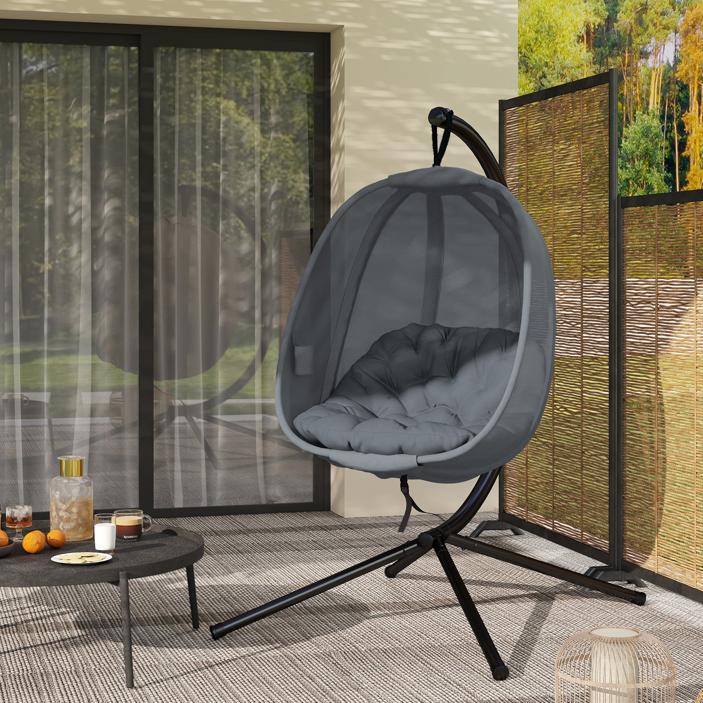 Hanging Egg Chair, Folding Texteline Swing Hammock with Side Pocket
