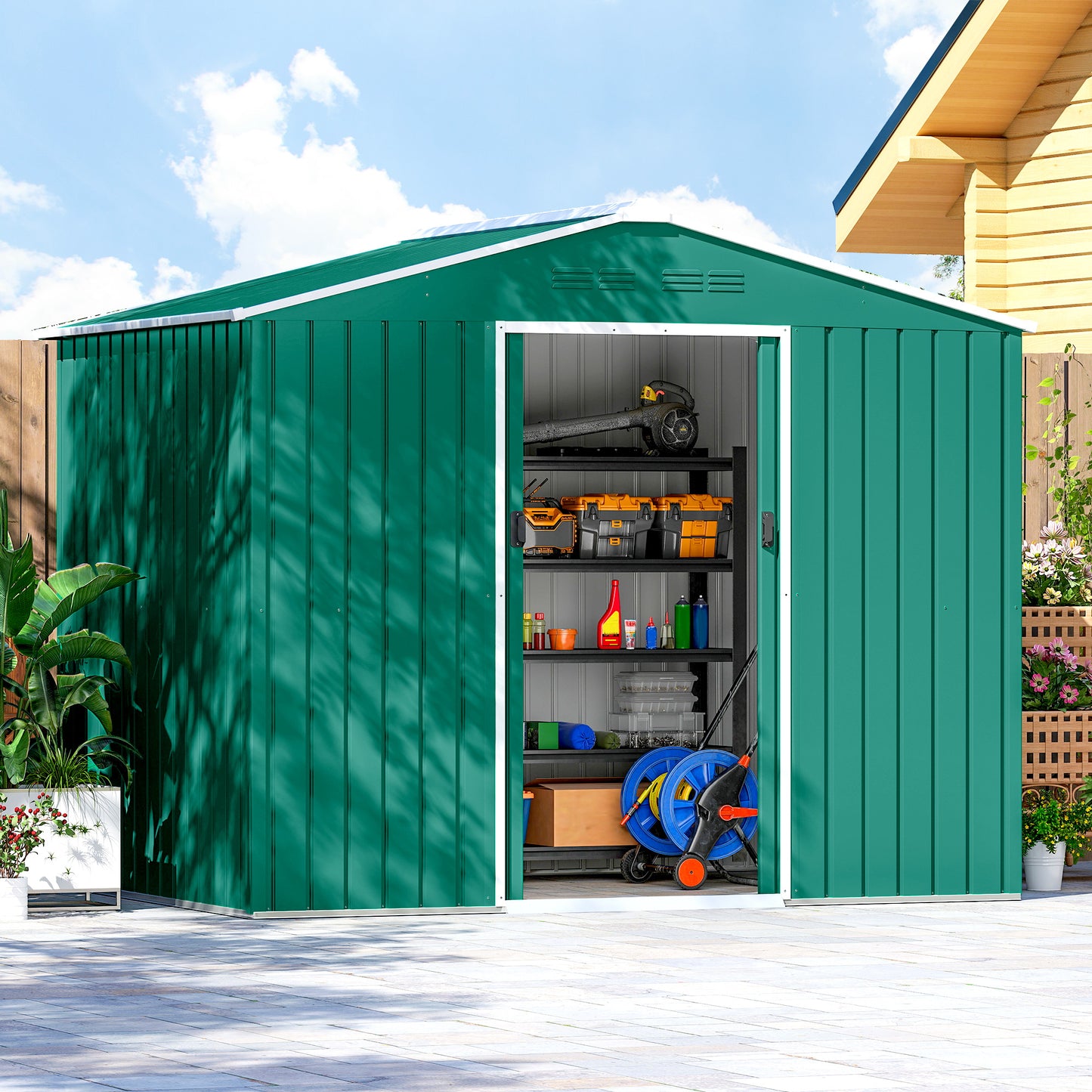 8 x 6ft Galvanised Steel Shed, with Double Door