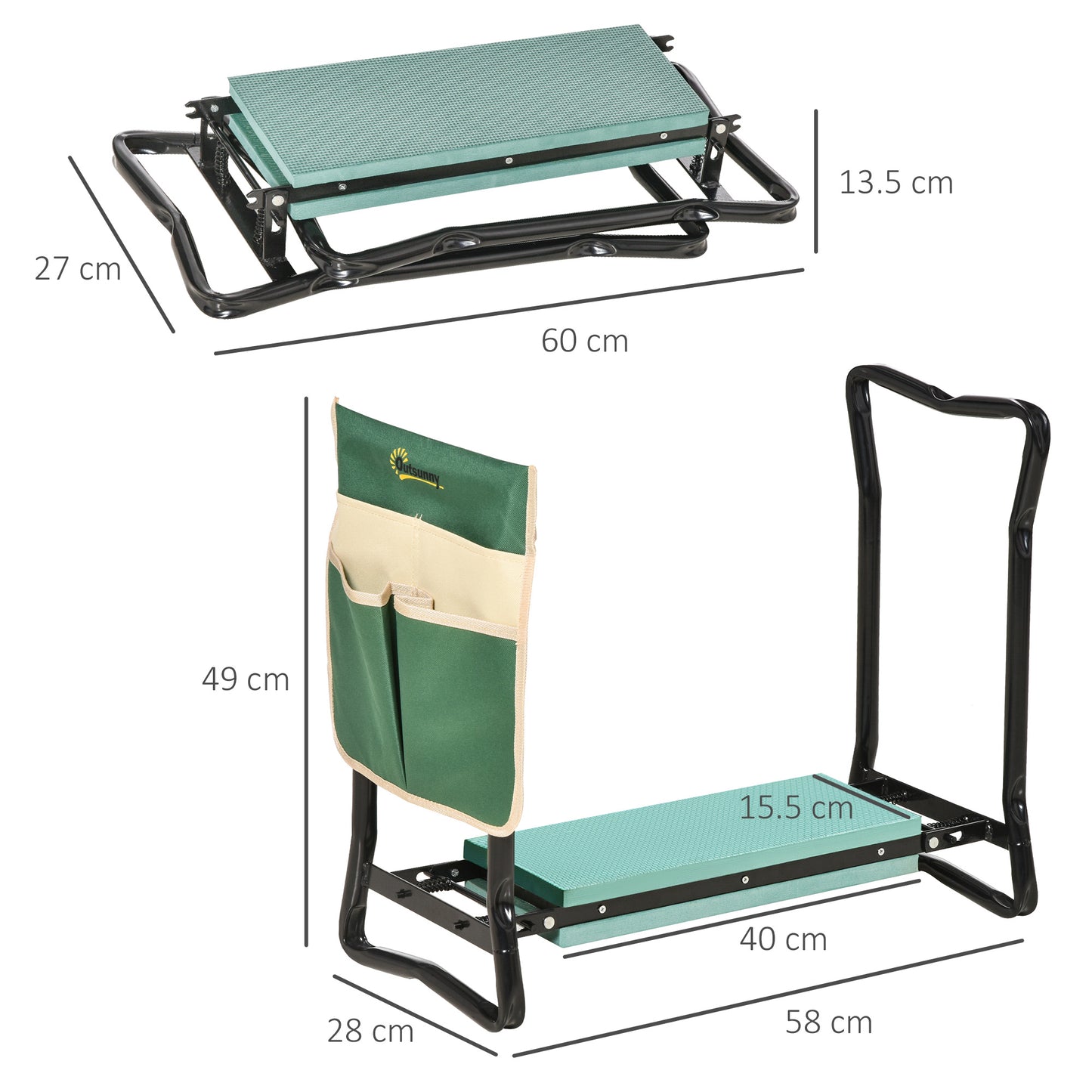 Steel Frame Padded Garden Kneeler, with Tool Bag