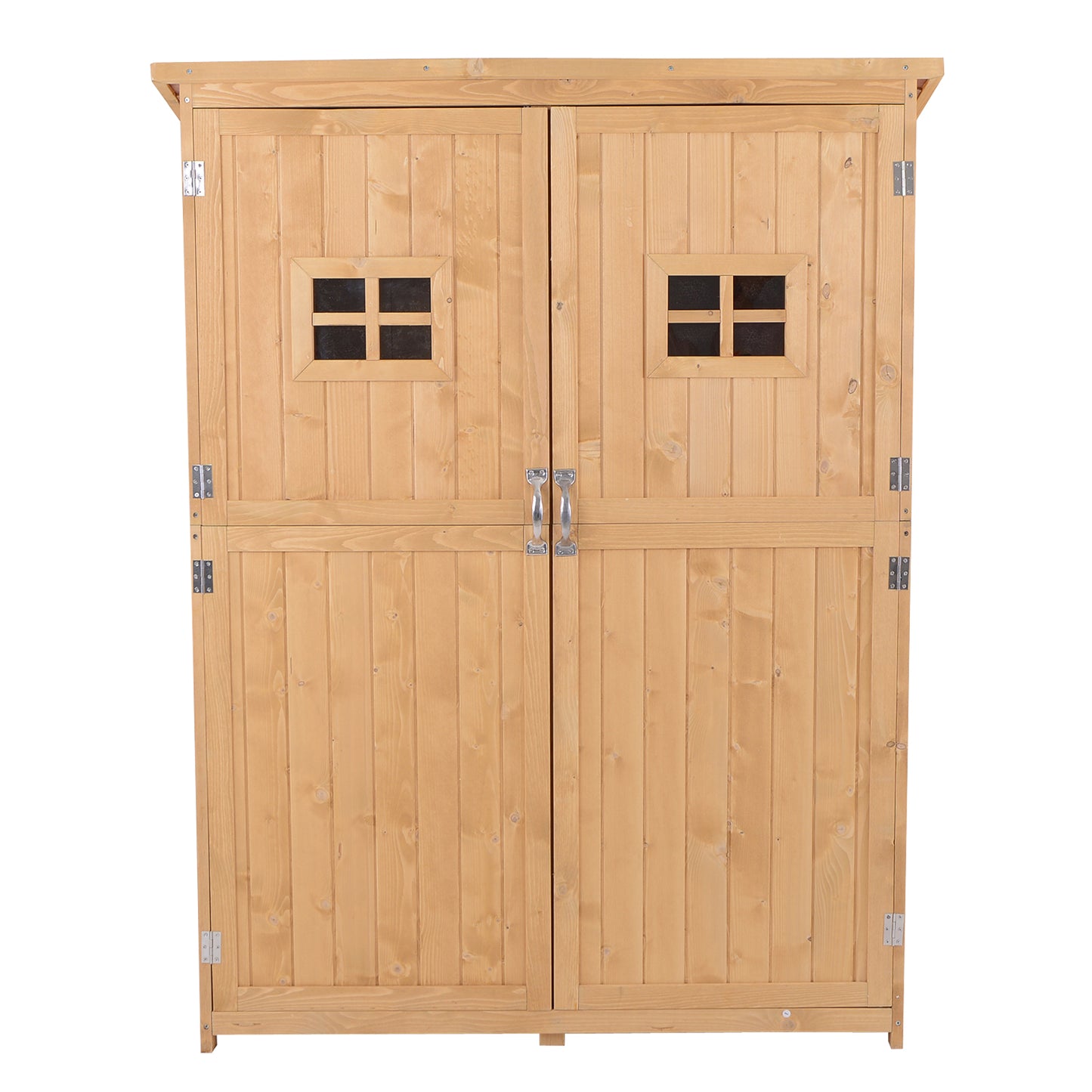 Wooden Garden Shed with Two Windows, Tool Storage Cabinet
