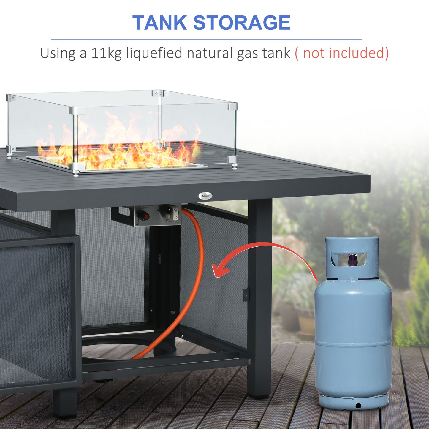 6-Piece Aluminium Garden Furniture Set with Fire Pit Table