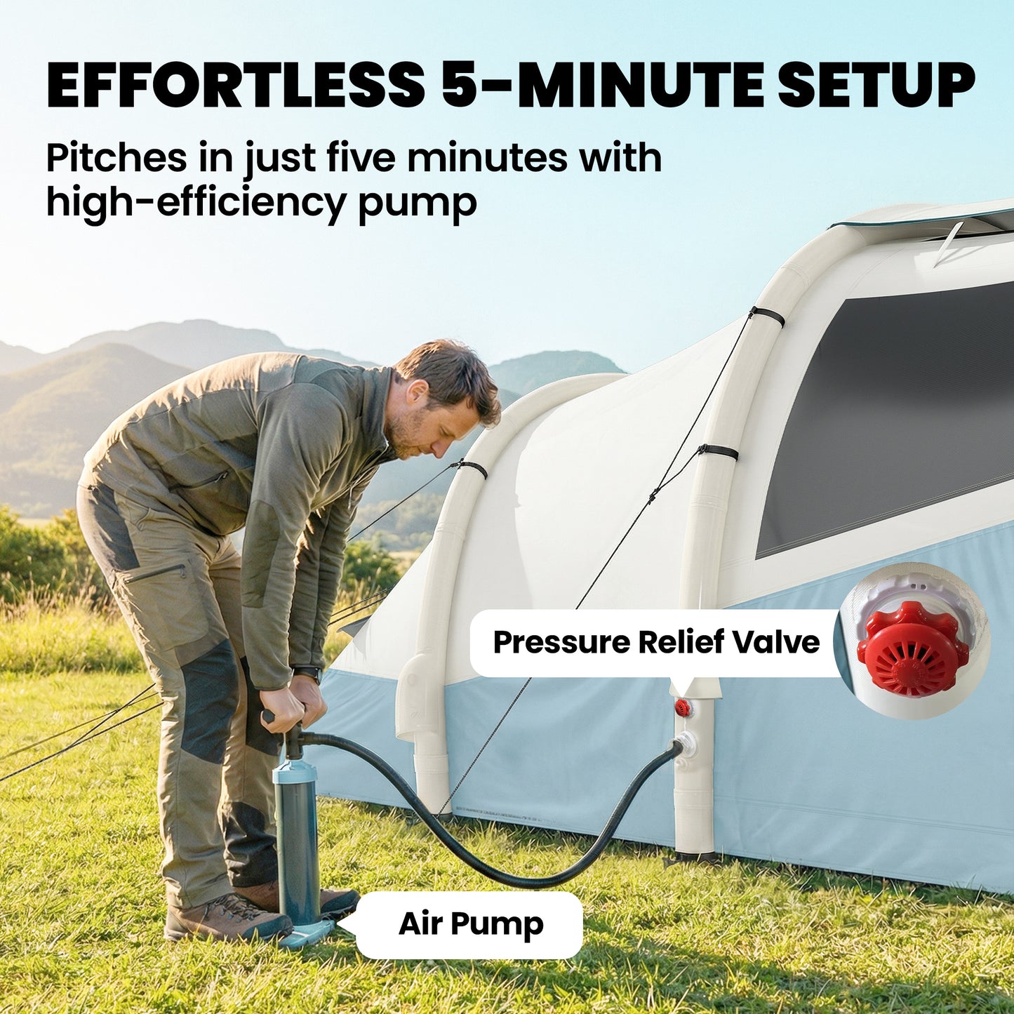 Inflatable Camping Tent w/ Air Pump
