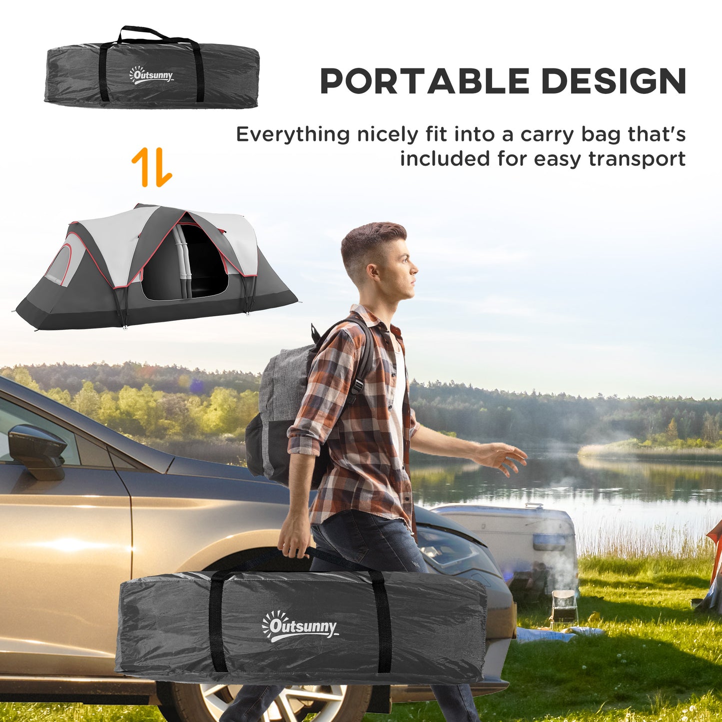 Camping Tent for 6-8 Man with 2000mm Waterproof Rainfly