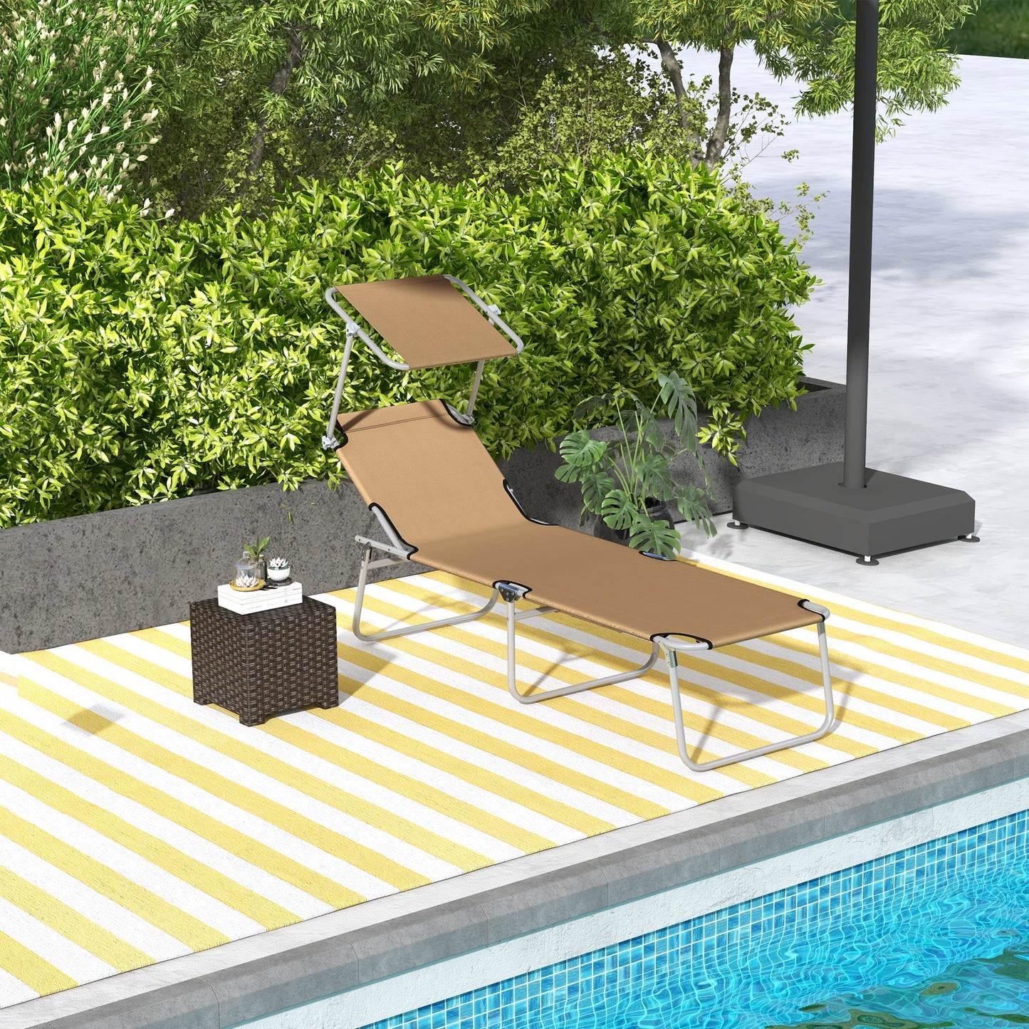 Sun Lounger, with Adjustable Face Canopy