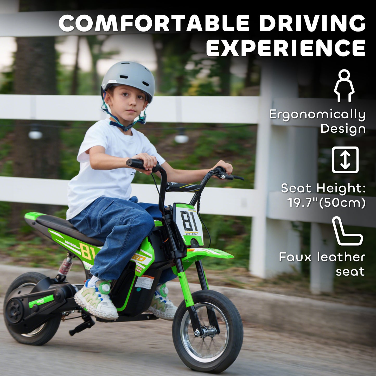 Kids Electric Motorbike, 24V Ride On Motorcycle with 3 Speeds