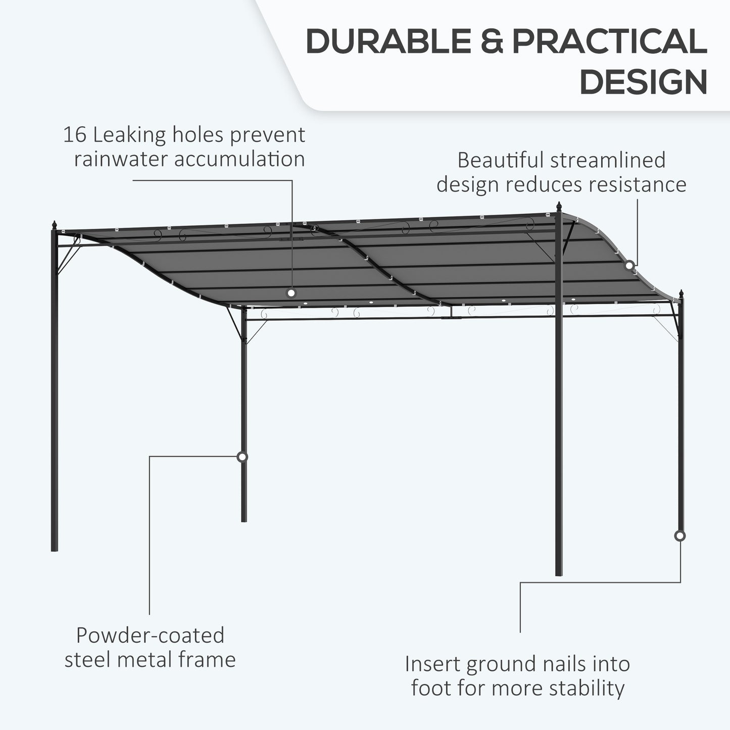 4 x 3 Meters Canopy Metal Wall Gazebo Awning Garden Marquee Shelter