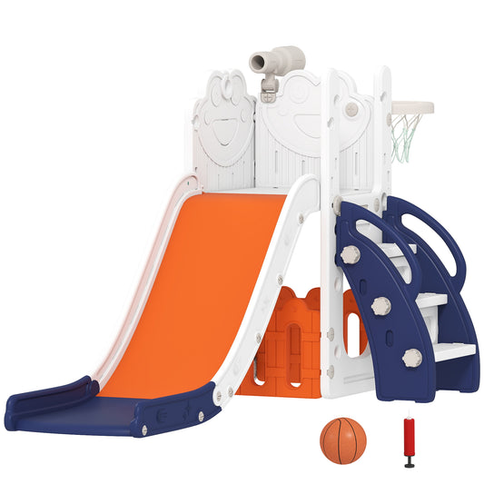 5 in 1 Kids Slide Set with Basketball Hoop, Climbing Frame