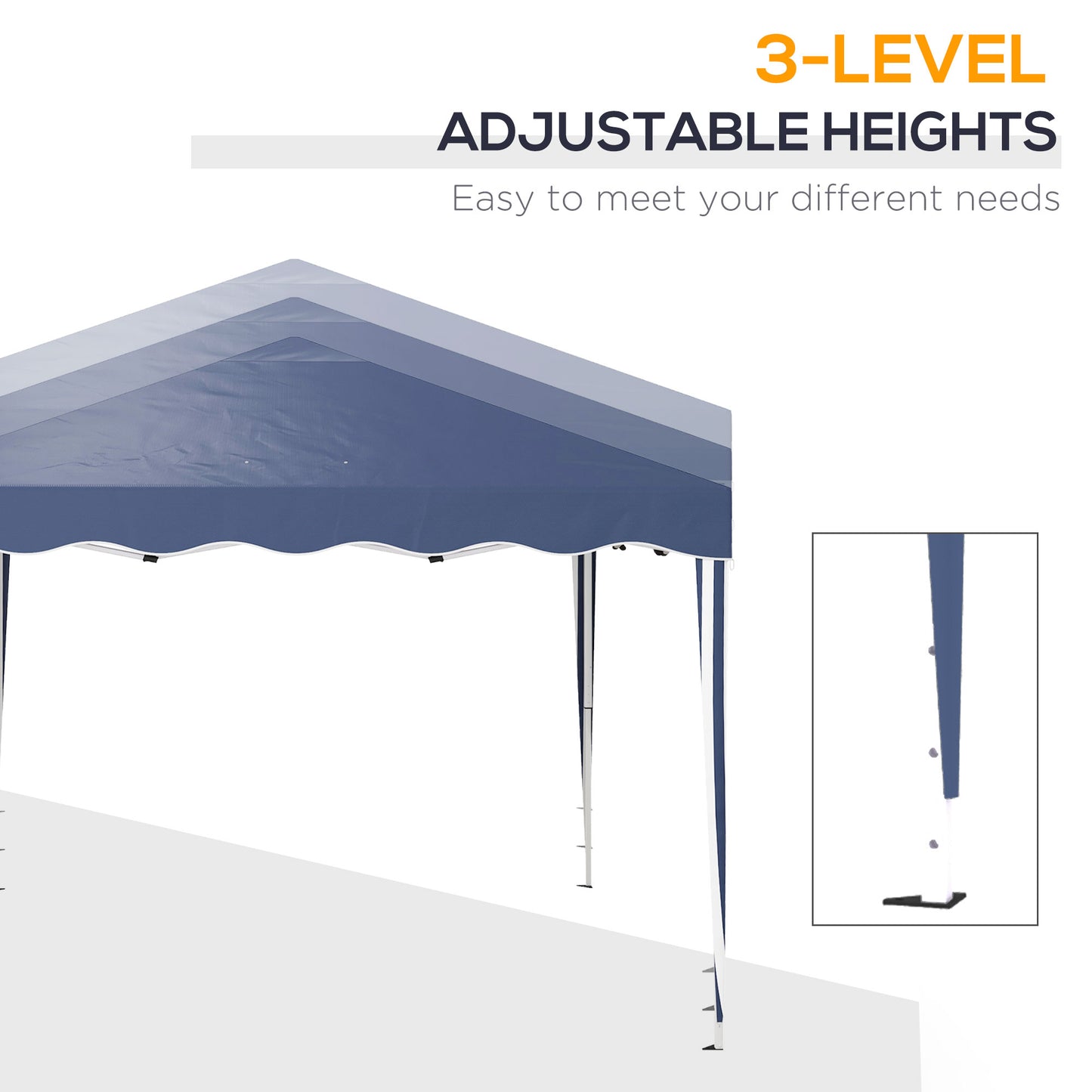 3 x 3cm Adjustable Height Pop-Up Gazebo, with Bag