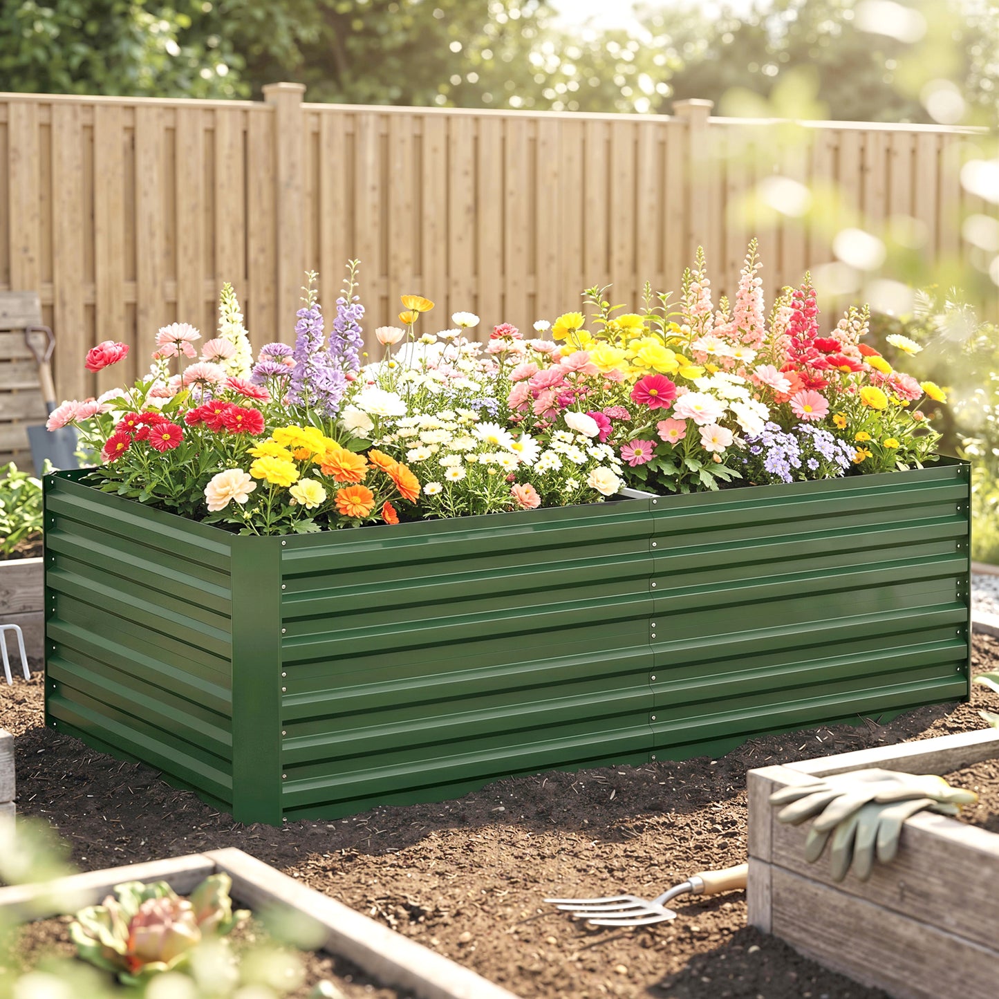 Raised Beds for Garden, Galvanised Steel Outdoor Planters (3)