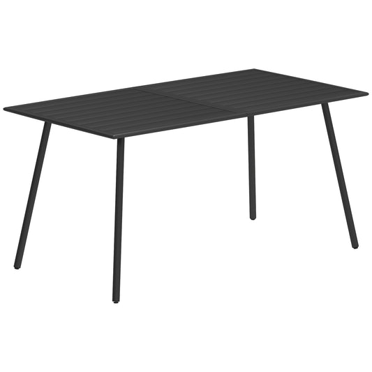 Rectangle Garden Table with Slat Top, Steel Frame