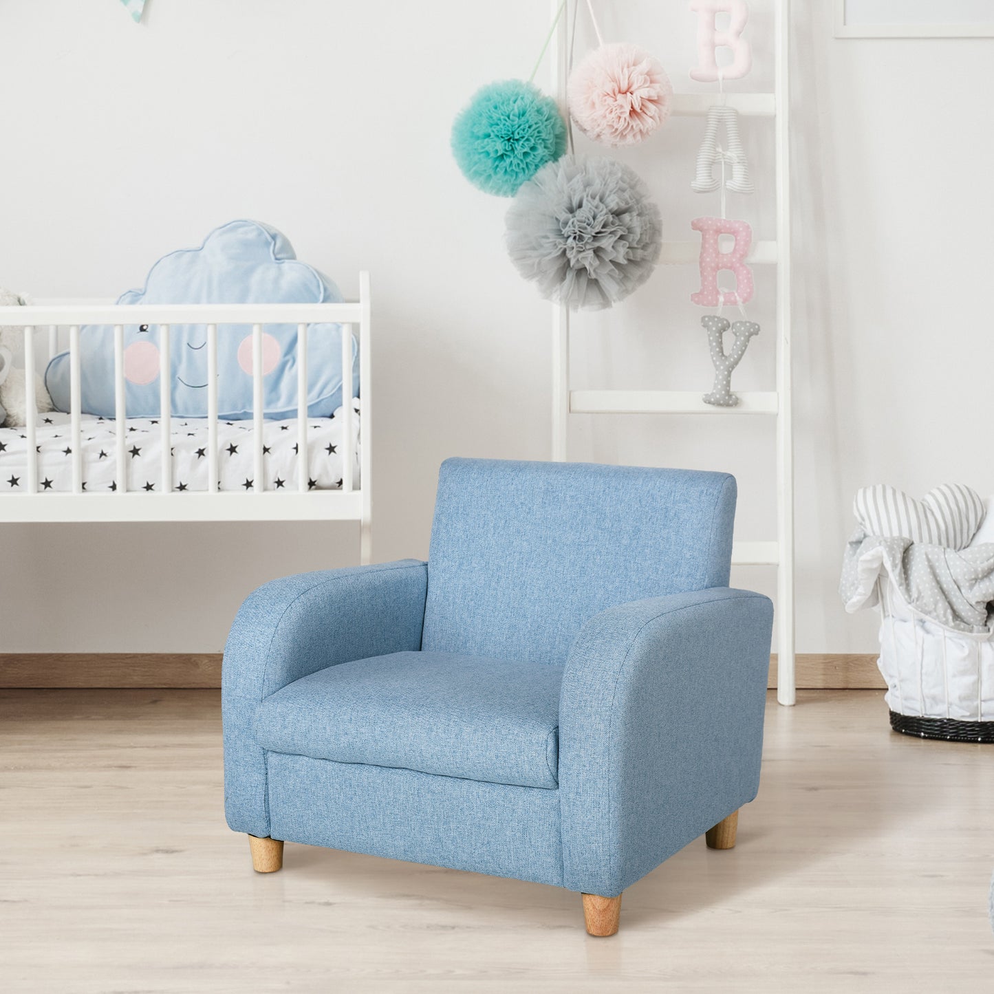Children's Armchairs Toddler Chair Wood Frame Anti-Slip Legs High
