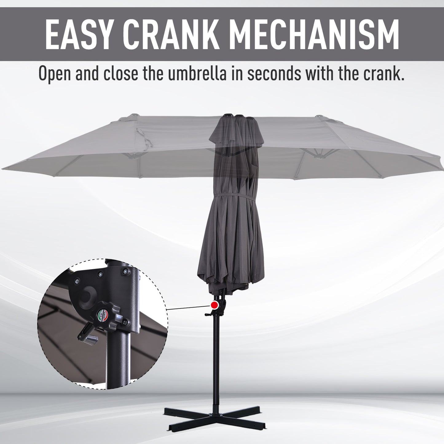 Double Canopy Offset Parasol Umbrella Garden Shade w/ Steel Pole 12