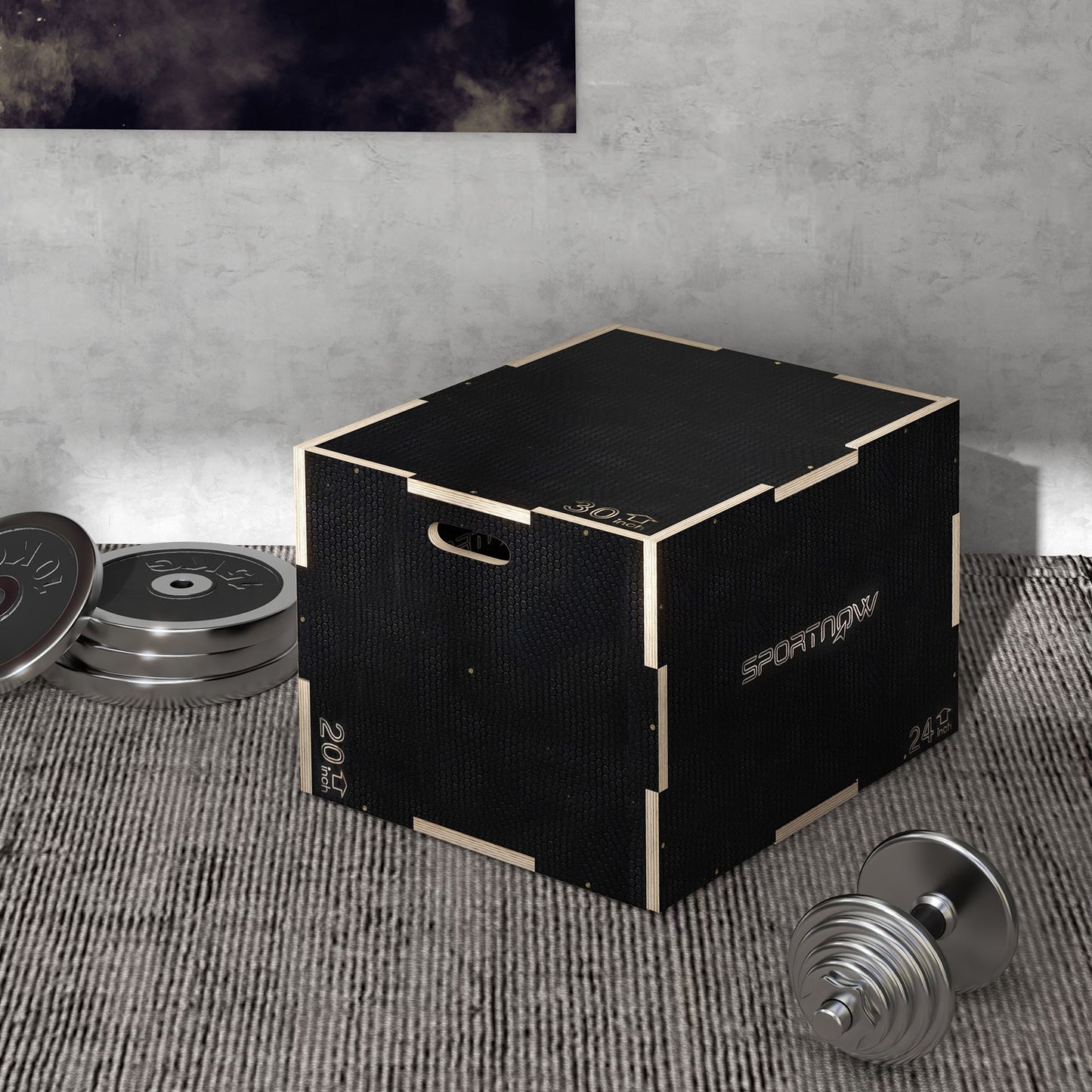 Multi-Faceted Jump Box, Wooden Step Up Box, for Home, Gym, Exercise