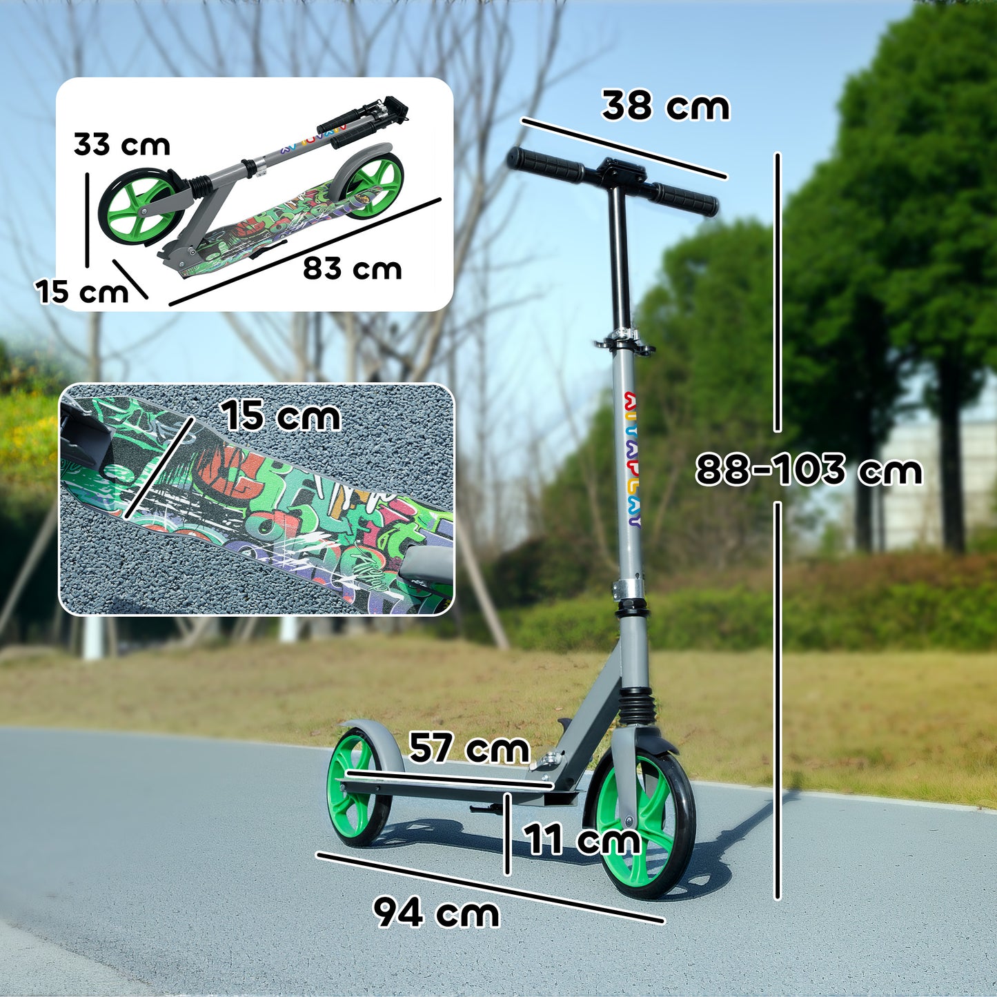 Foldable Kids Scooter with Adjustable Handlebar, 200mm Big Wheel