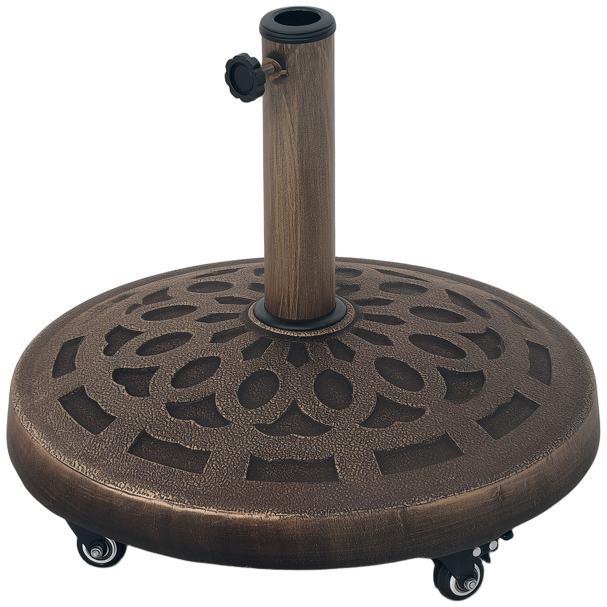 21kg Resin Garden Parasol Base with Wheels, Round Umbrella Stand