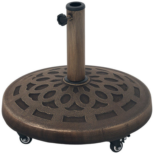 21kg Resin Garden Parasol Base with Wheels, Round Umbrella Stand