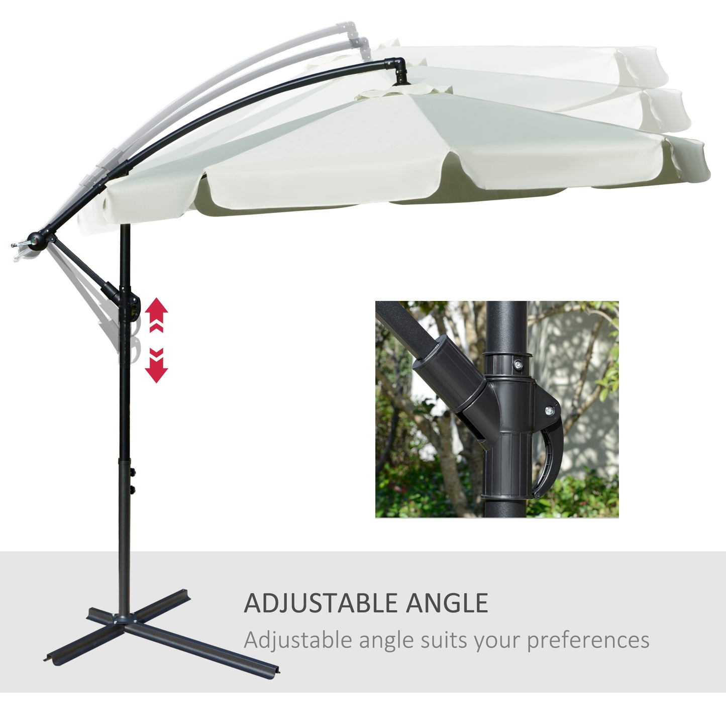 2.7m Garden Banana Parasol Cantilever Umbrella with Crank Handle