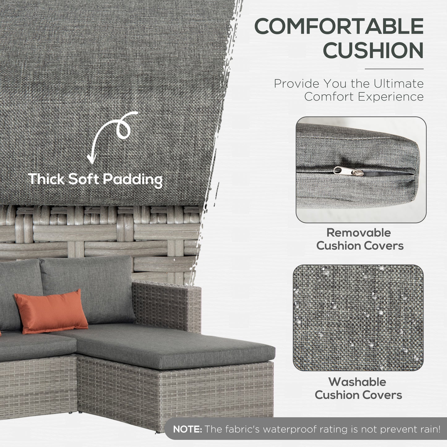 3 Pieces Outdoor PE Rattan Sofa Set