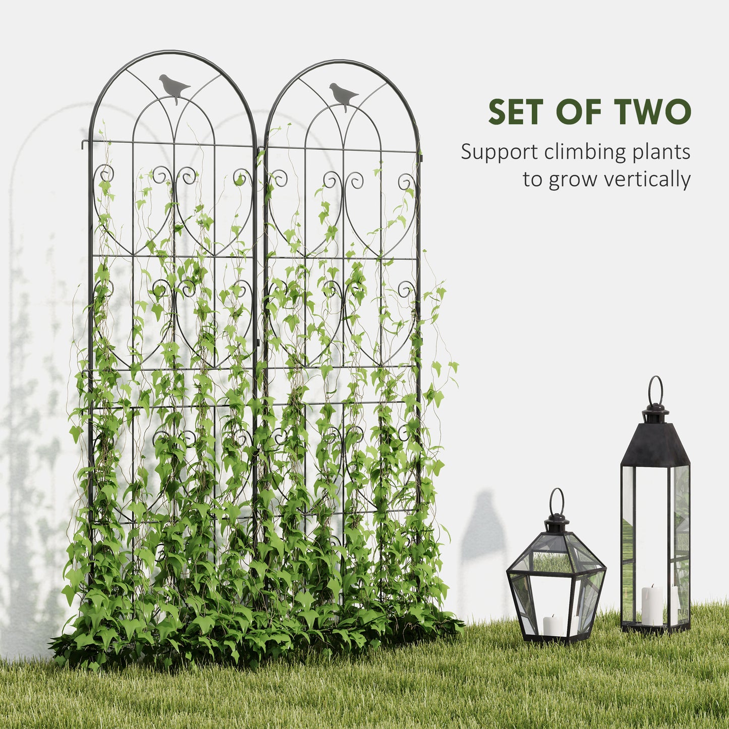 Set of 2 Garden Trellis, Metal Fence Panels (1)