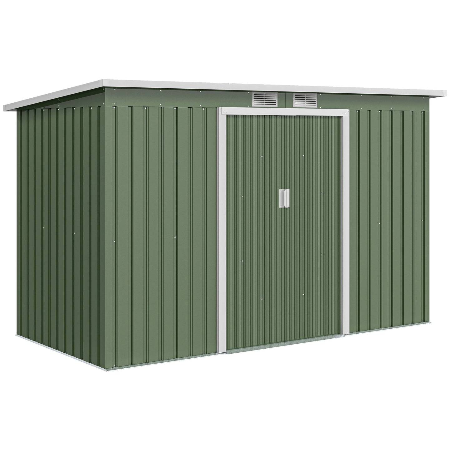 9ft x 4ft Metal Garden Shed, Outdoor Tool House with Foundation Kit